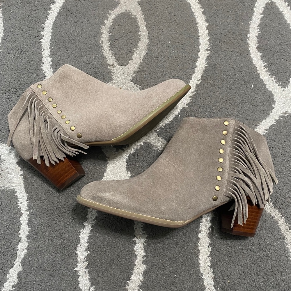Grey Suede Bootie Heel - Size 8.5